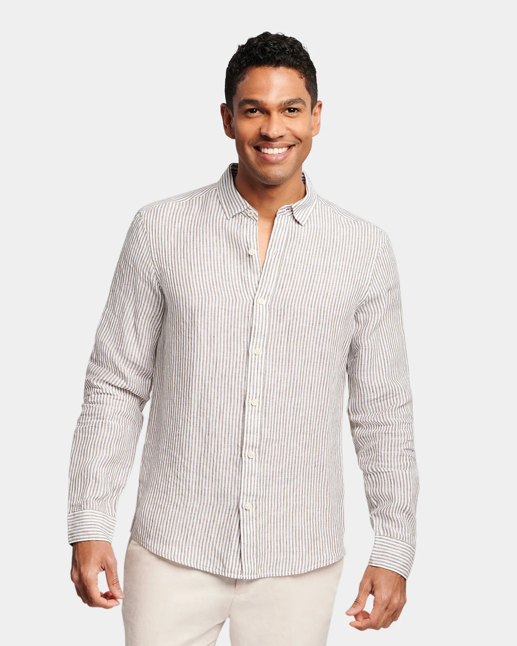 Brooksfield BFS1043 L/S Shirt Stripe Mocha