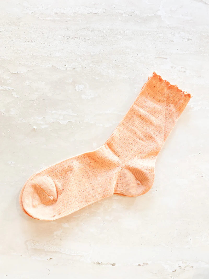 Angels Whisper Marshmallow Frill Mesh Socks Orange