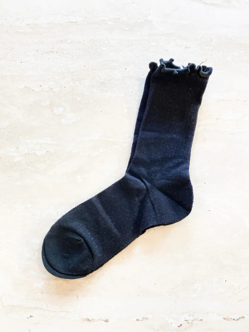 Angels Whisper Marshmallow Frill Mesh Socks Black