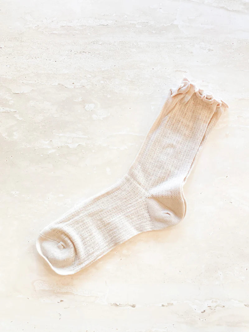 Angels Whisper Marshmallow Frill Mesh Socks Grey