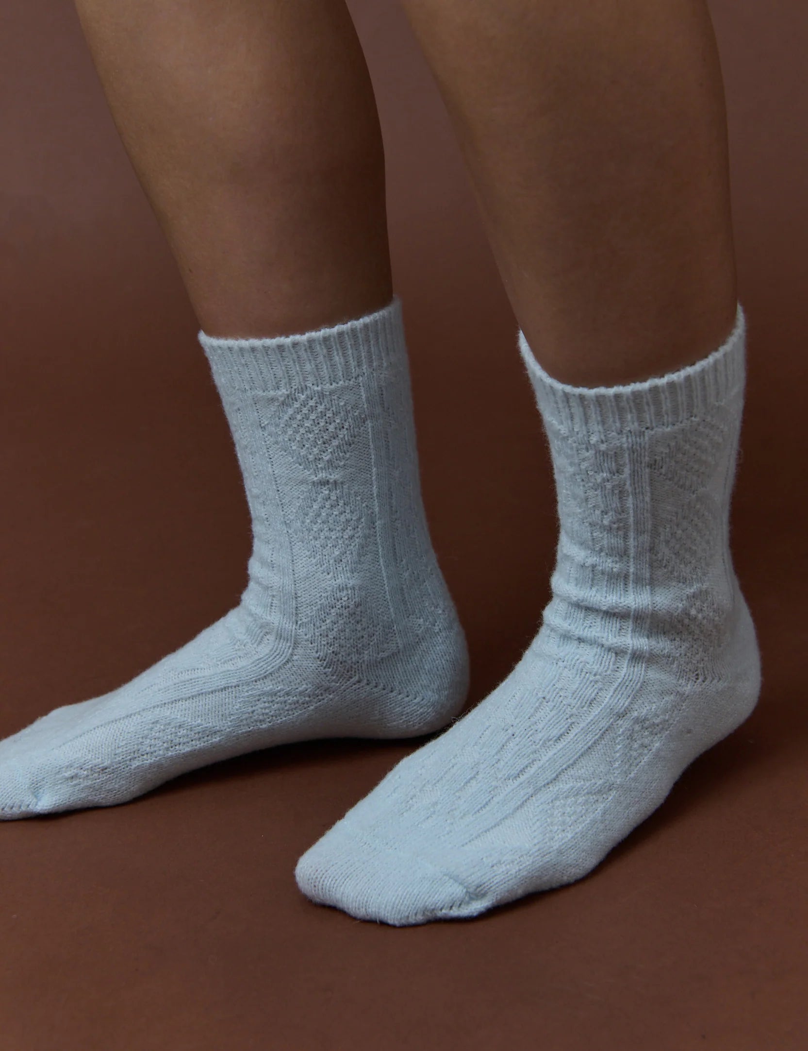 Angels Whisper Fisherman Wool Crew Socks Blue
