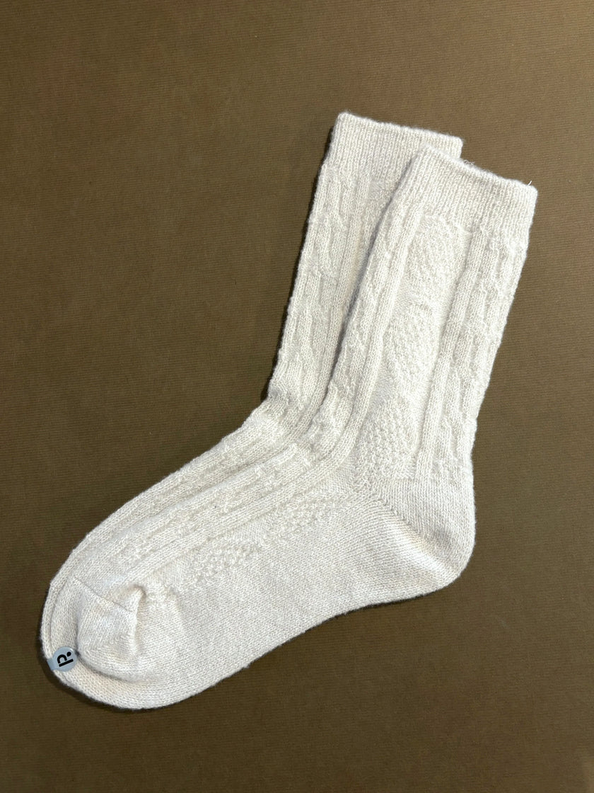 Angels Whisper Fisherman Wool Crew Socks Camel