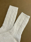 Angels Whisper Fisherman Wool Crew Socks Camel