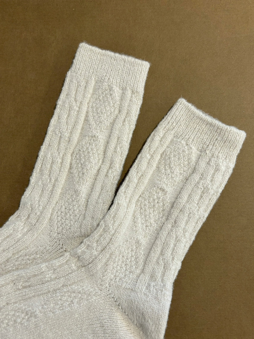 Angels Whisper Fisherman Wool Crew Socks Camel