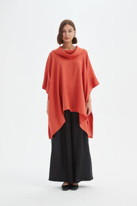 Tirelli Oversized Collar Poncho Rust