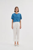 Tirelli Deep Cuff Linen Pant White