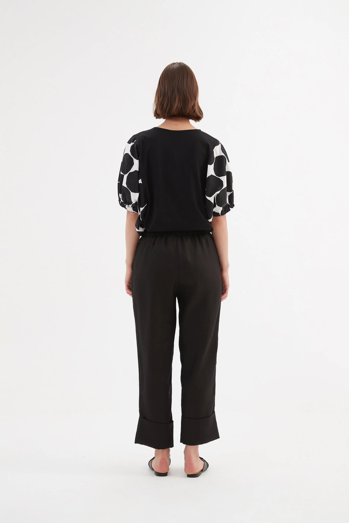 Tirelli Deep Cuff Linen Pant Black