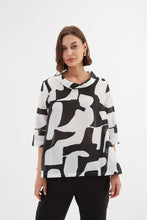 Load image into Gallery viewer, Tirelli Funnel Neck Blouse Black Abstract Print
