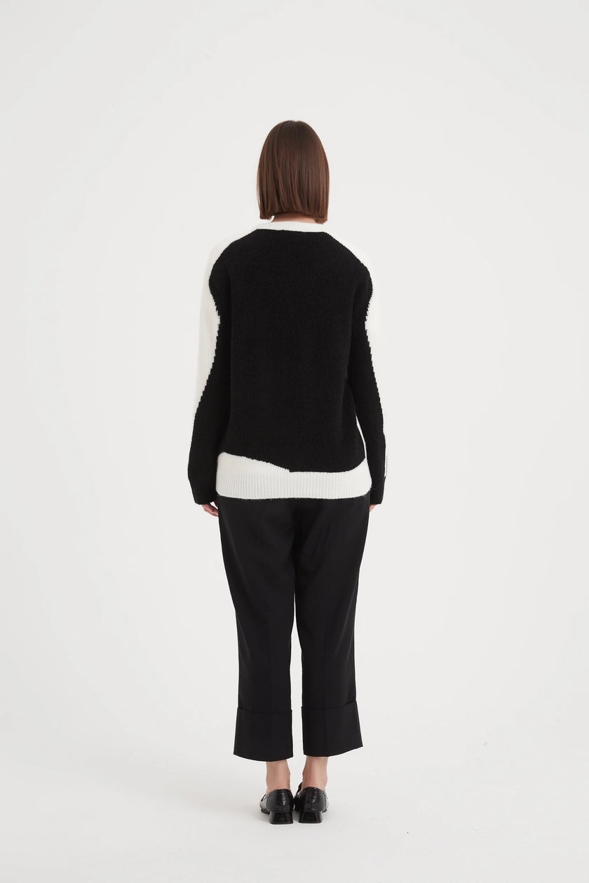 Tirelli Abstract Print Cardigan Black/ Cream