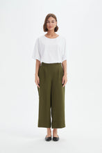 Load image into Gallery viewer, Tirelli Wide Leg Linen Pant Dark Moss
