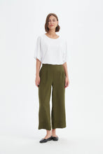 Load image into Gallery viewer, Tirelli Wide Leg Linen Pant Dark Moss
