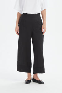 Tirelli Wide Leg Linen Pant Black
