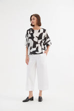 Load image into Gallery viewer, Tirelli Wide Sleeve Blouse Black Abstract Print
