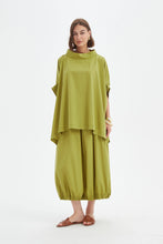 Load image into Gallery viewer, Tirelli Statement Neck Tunic Split Pea
