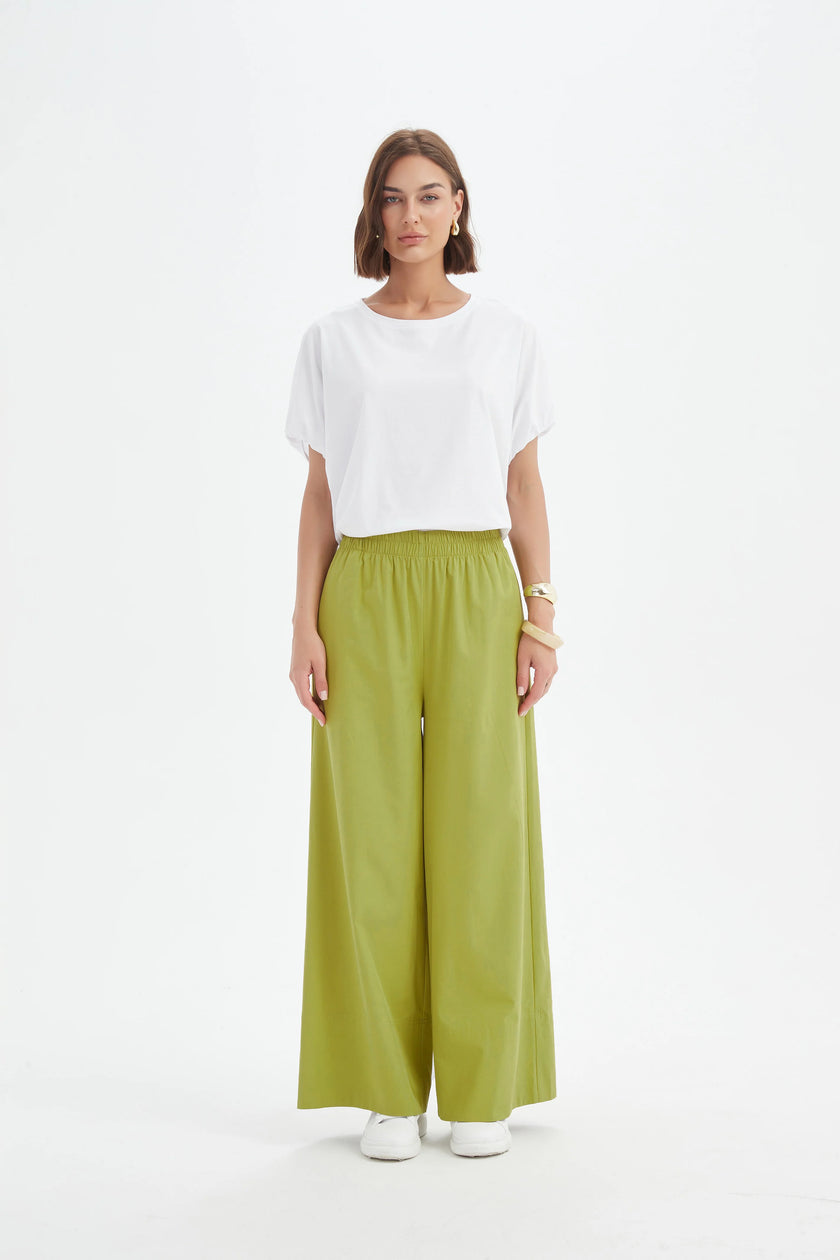 Tirelli Deep Cuff Palazzo Pant Chartreuse