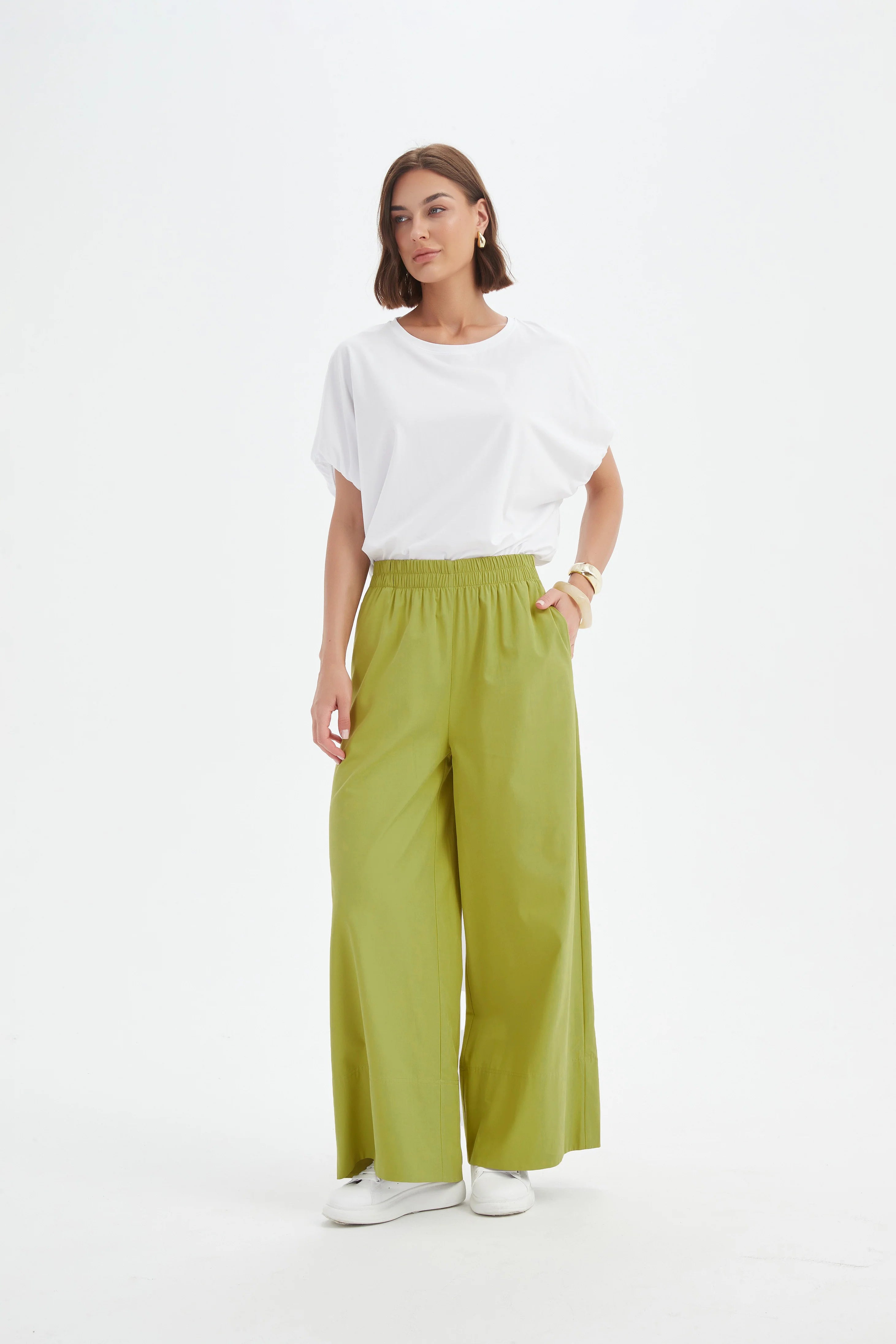 Tirelli Deep Cuff Palazzo Pant Chartreuse