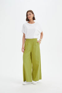 Tirelli Deep Cuff Palazzo Pant Chartreuse