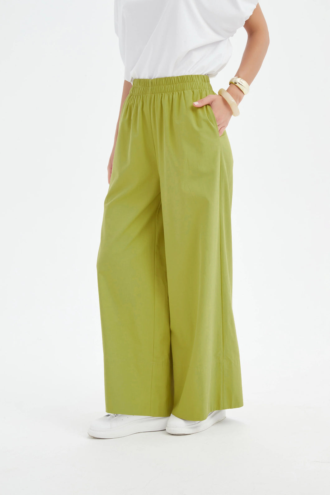 Tirelli Deep Cuff Palazzo Pant Chartreuse