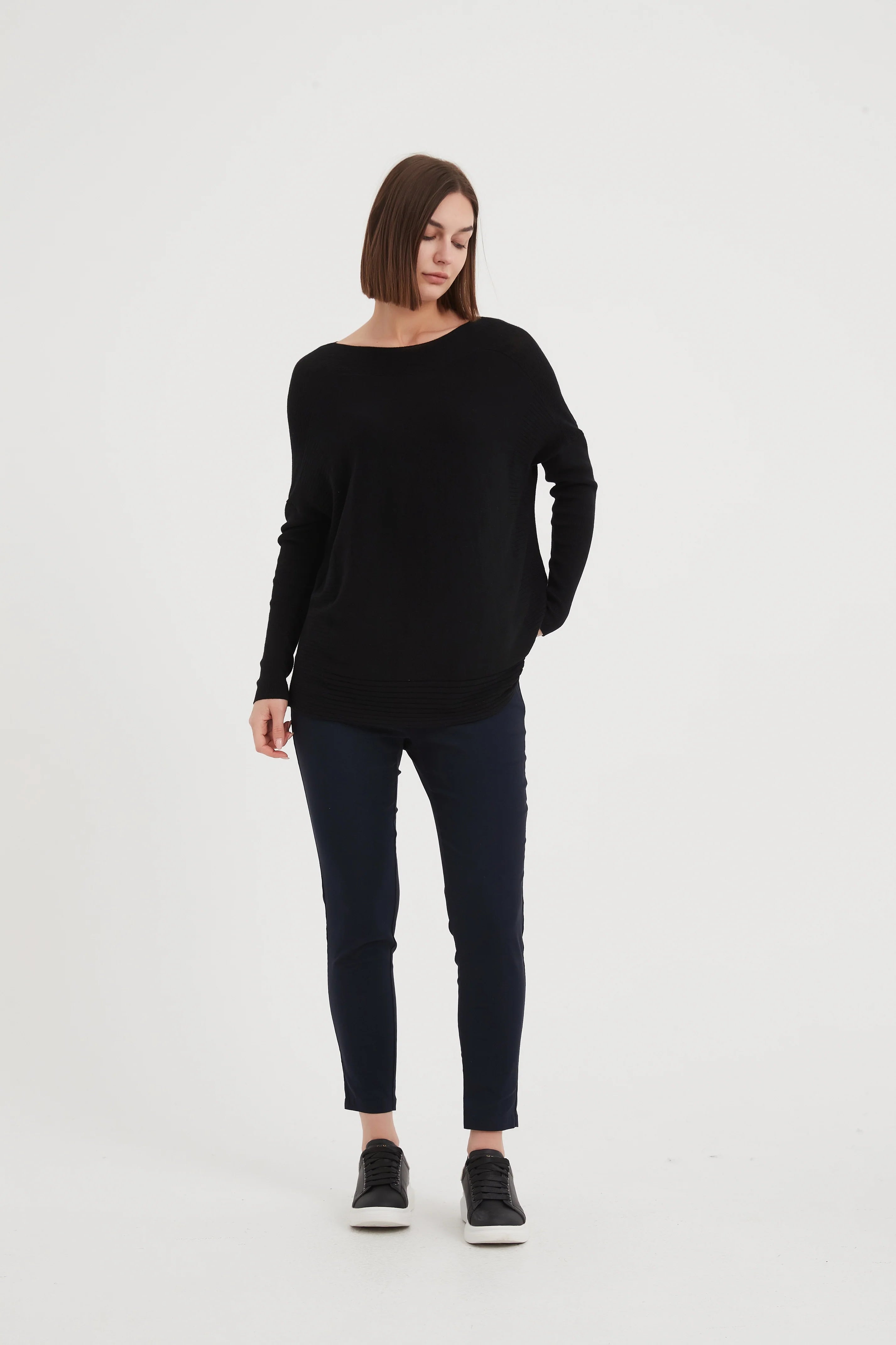 Tirelli Straight CROP Pant High Ankle Navy