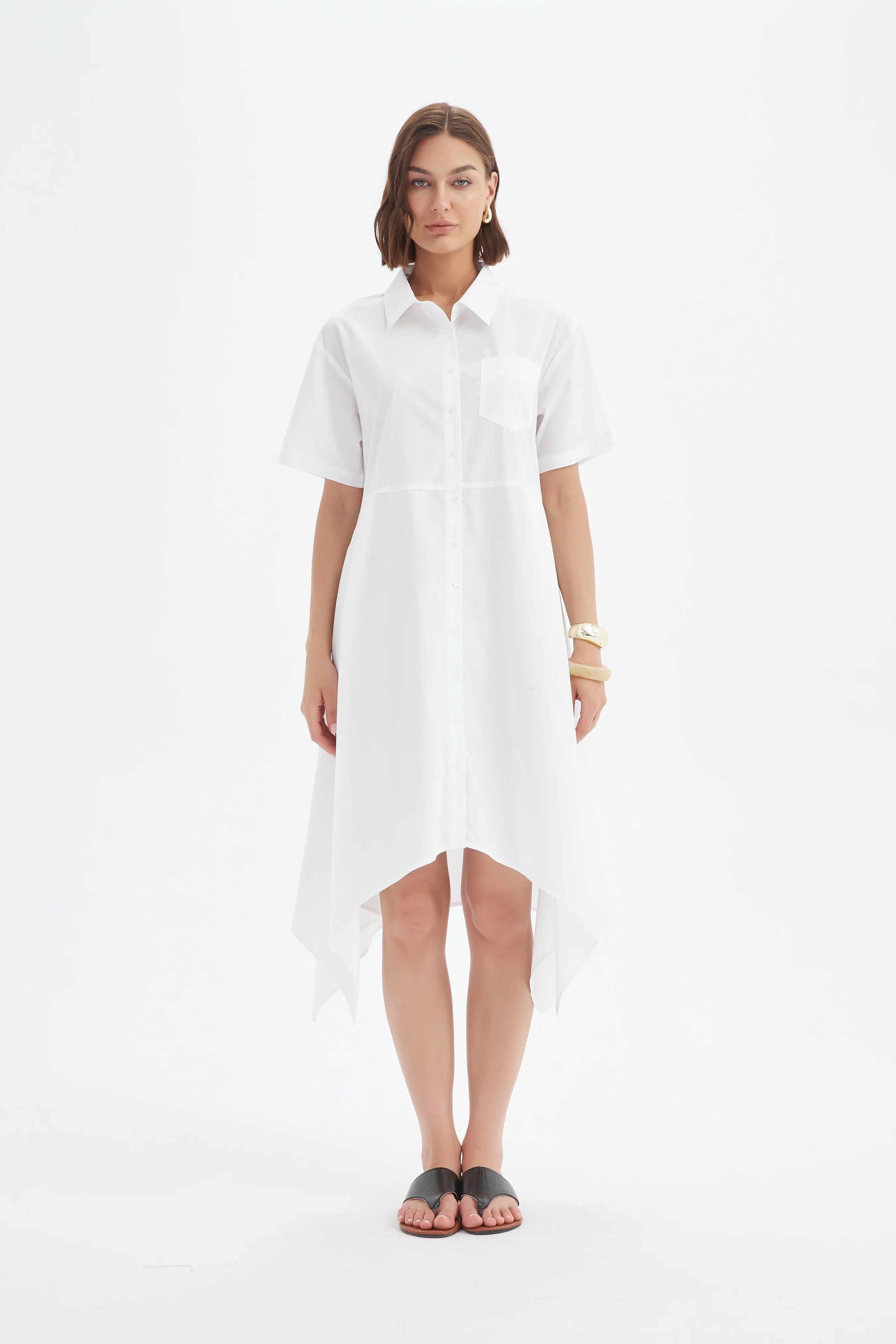 Tirelli Hanky Hem Shirt Dress White
