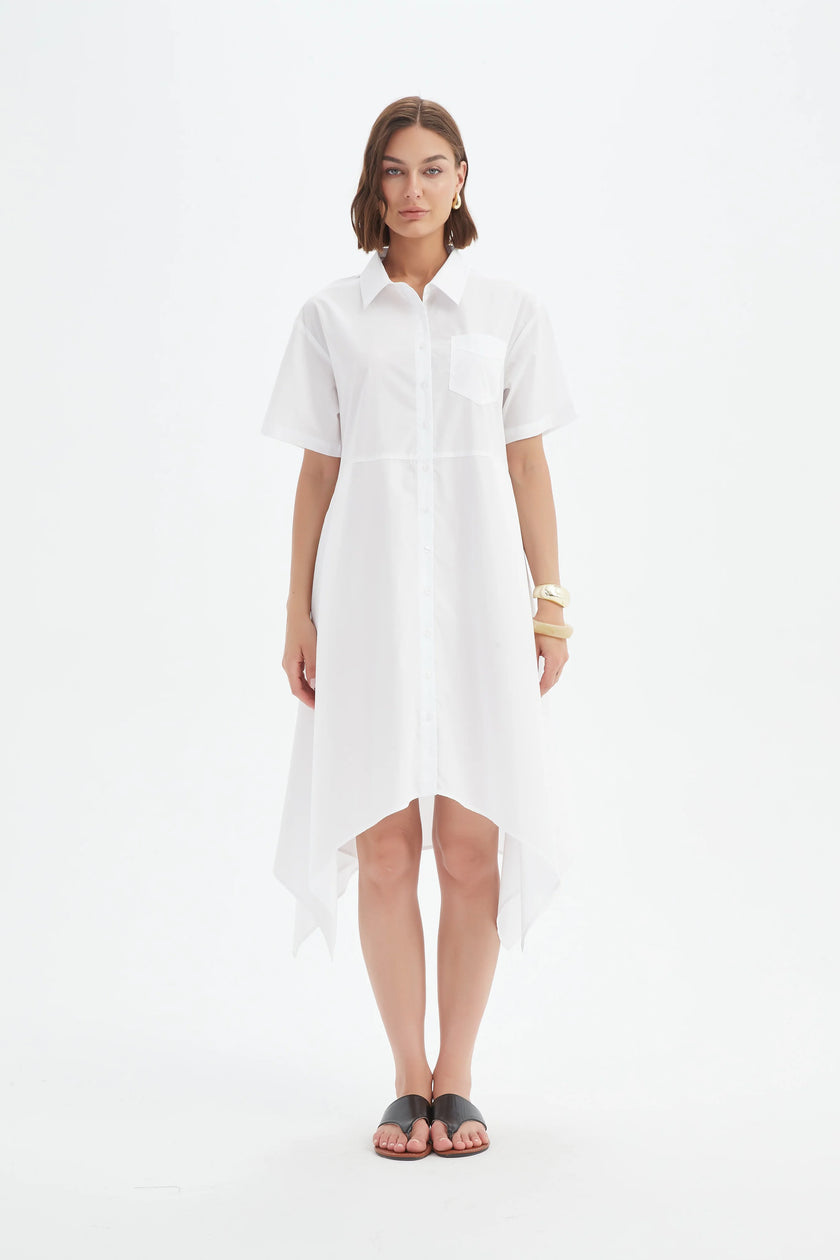 Tirelli Hanky Hem Shirt Dress White