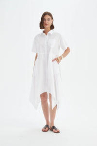 Tirelli Hanky Hem Shirt Dress White