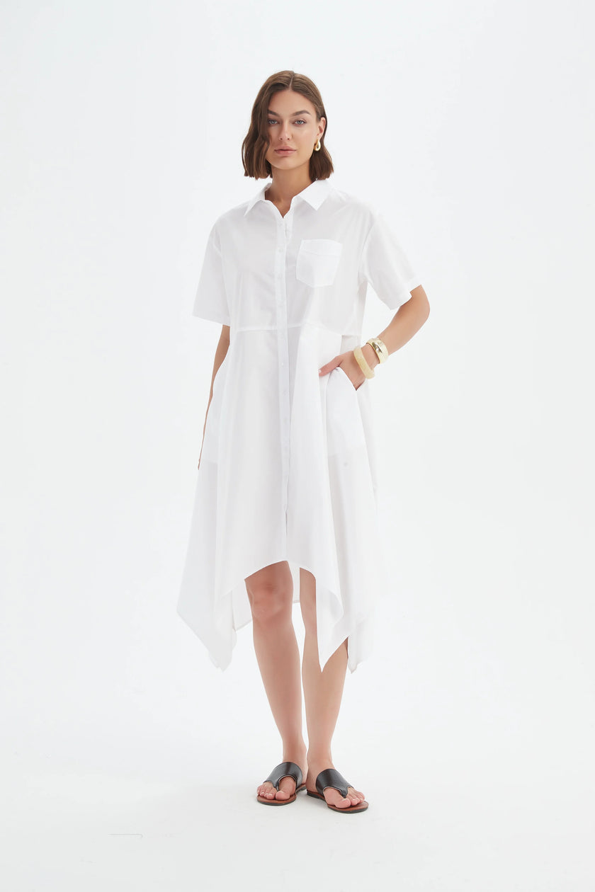 Tirelli Hanky Hem Shirt Dress White