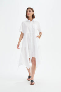 Tirelli Hanky Hem Shirt Dress White