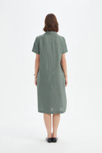 Load image into Gallery viewer, Tirelli Shawl Collar Pleat Dress Petrol
