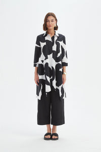 Tirelli Handkerchief Hem Print Shirt Black/White Spot