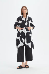 Tirelli Handkerchief Hem Print Shirt Black/White Spot