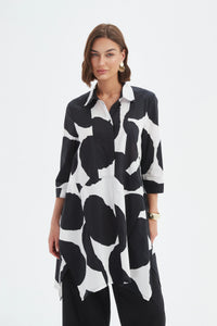 Tirelli Handkerchief Hem Print Shirt Black/White Spot