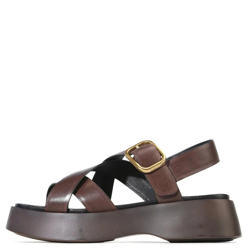 EOS Barista Platform Sandals Chestnut Leather