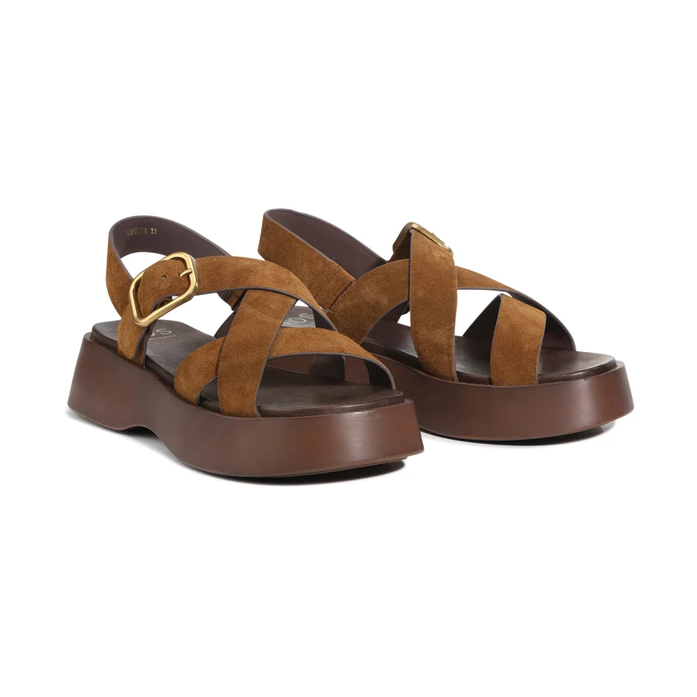 EOS Barista Platform Sandals Tobacco Suede
