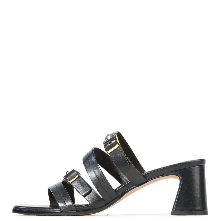 EOS Bas Slide Heels Black Leather