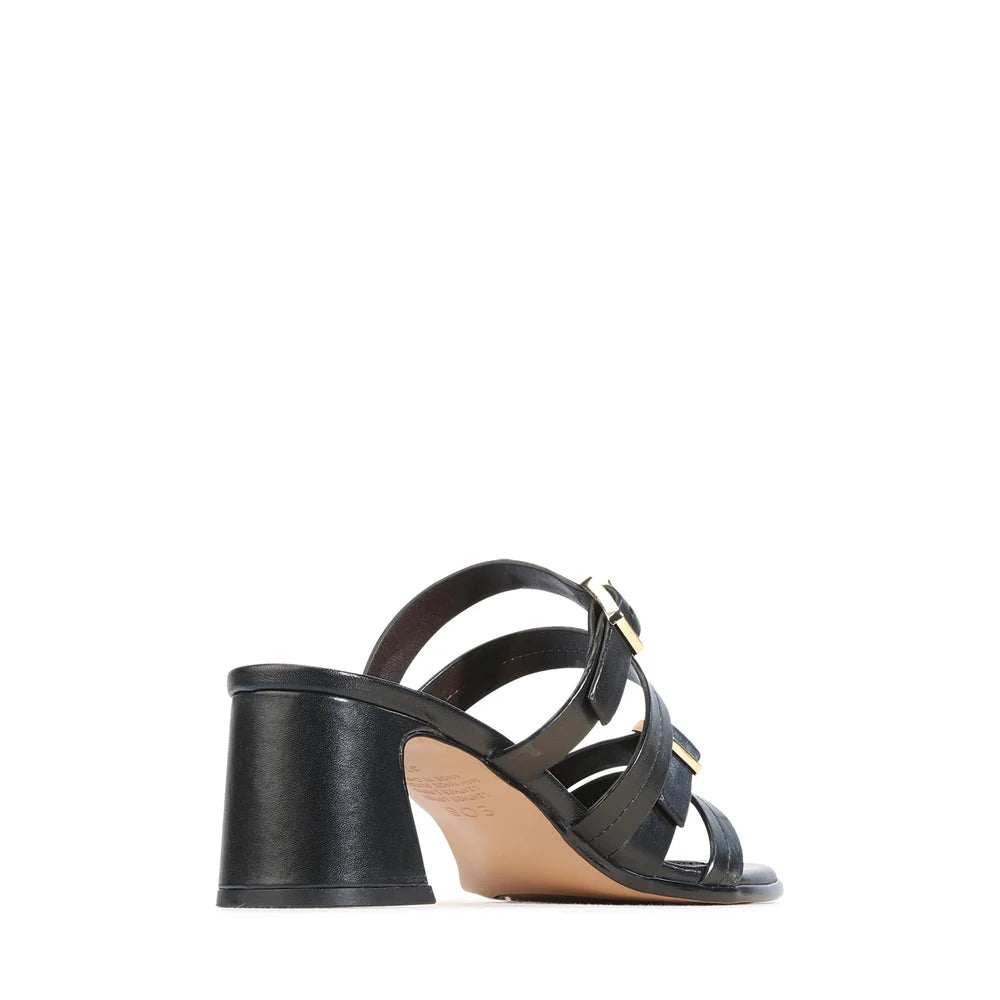 EOS Bas Slide Heels Black Leather