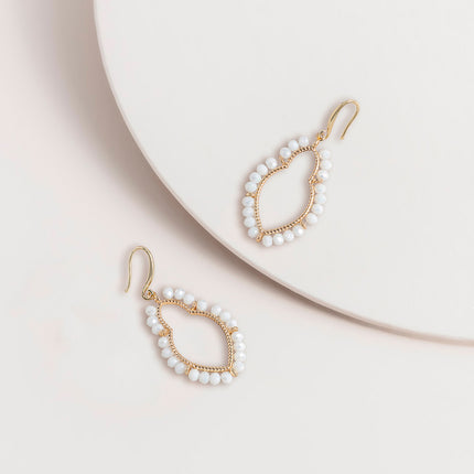 Super Amazing Beaded Moroccan Hook Earrings White