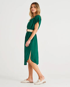 Betty Basics Roma Linen Dress Hunter Green