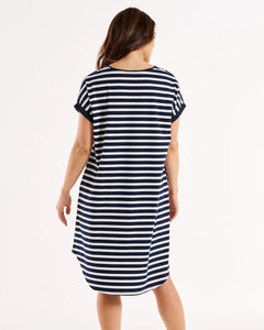 Betty Basics Maxine T-shirt Dress Navy Stripe