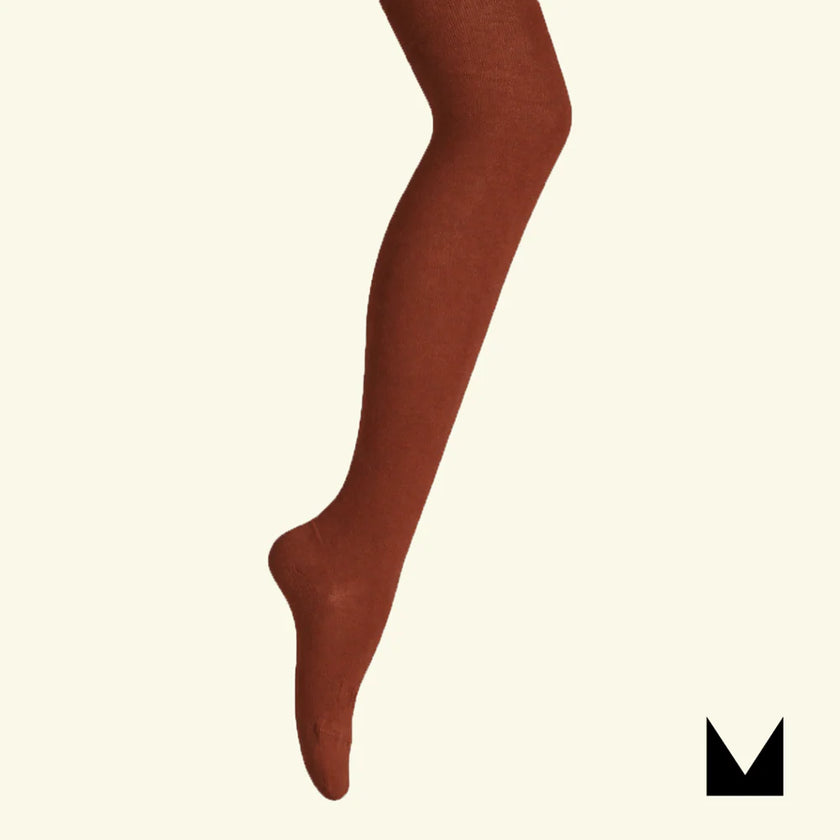 Mosey Organic Cotton Flat Knit Tights Brick