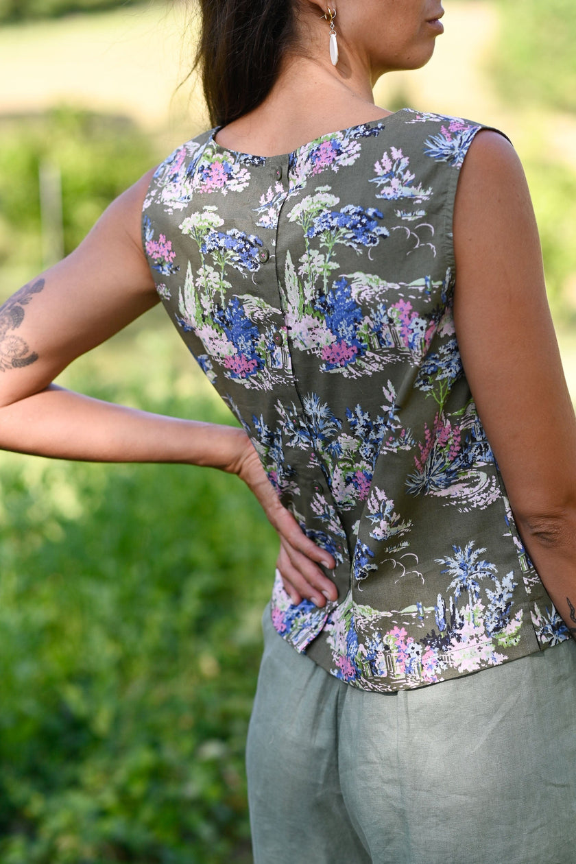 Lazybones Bridget Top Valencia Print