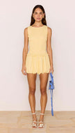 MINKPINK Ciel Shirred Bubble Mini Dress Pale Yellow