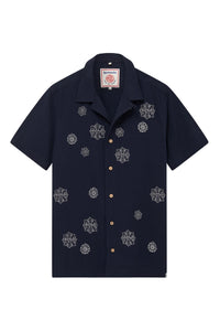 Komodo Spindrift Shirt Origami Floral Embroidery Navy