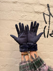 Cinnamon Creations Faux Fur Trim Suedette Gloves Navy