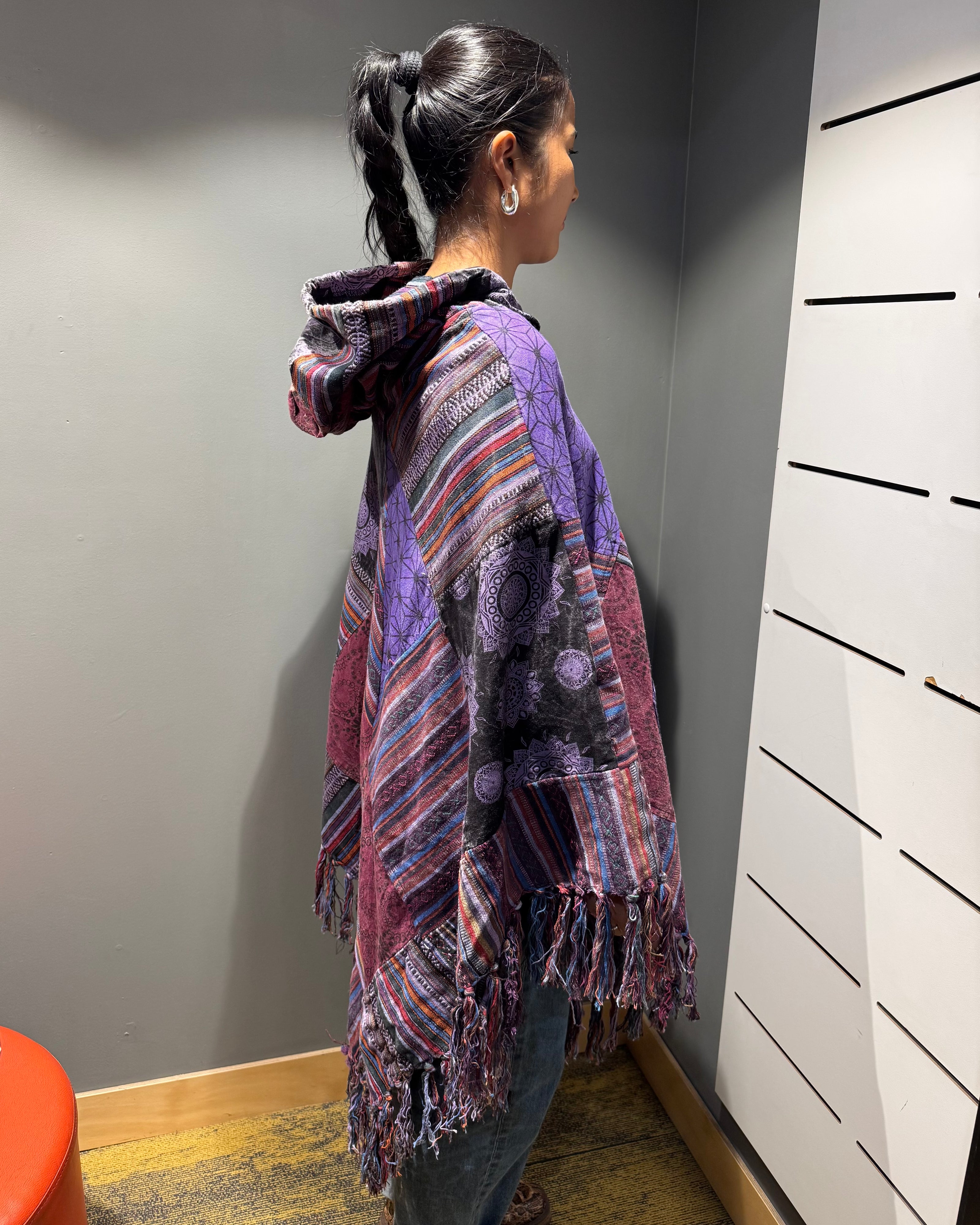 Tibet House A198 Patchwork Poncho Purple