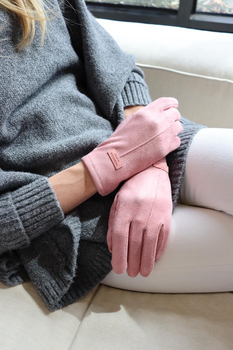 Cinnamon Creations Plain Suedette Gloves Pink