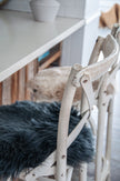 Auskin Sheepskin Long Wool Circle Cushion Black 37cm