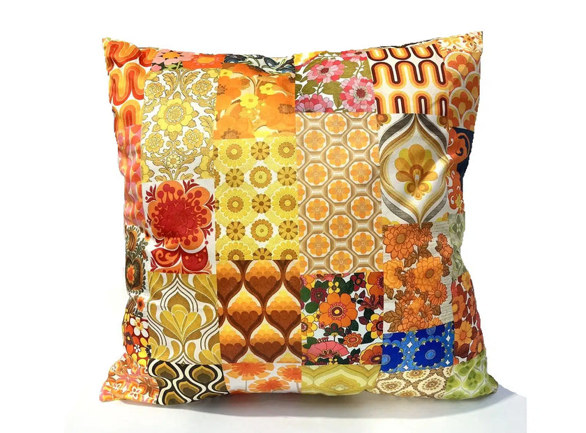 Anna Chandler Square Velvet Cushion 70's Orange