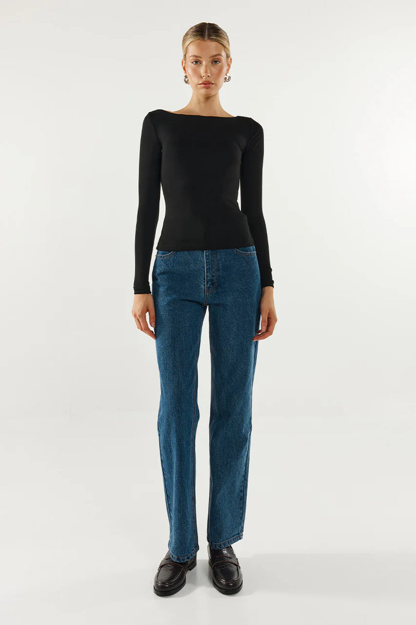 Madison The Label Caden Long Sleeve Top Black
