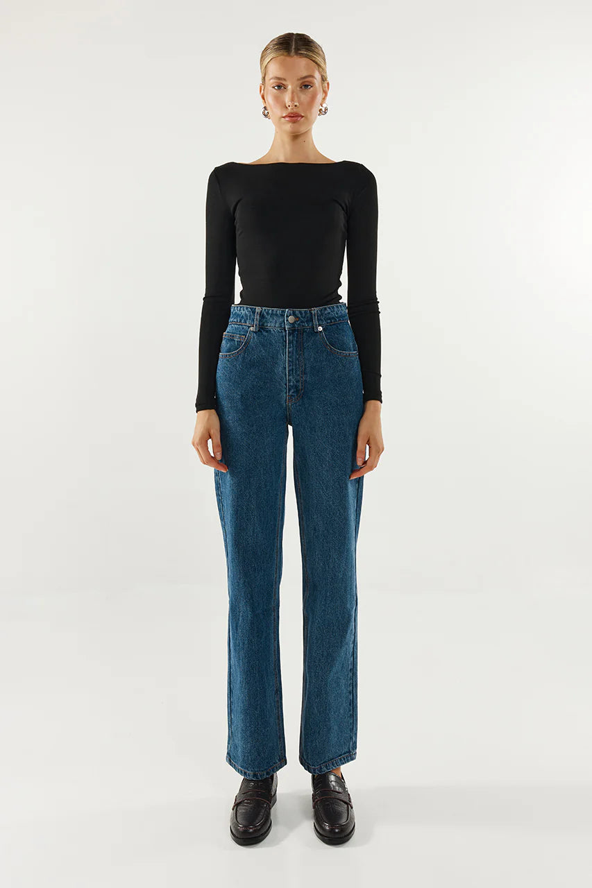 Madison The Label Caden Long Sleeve Top Black